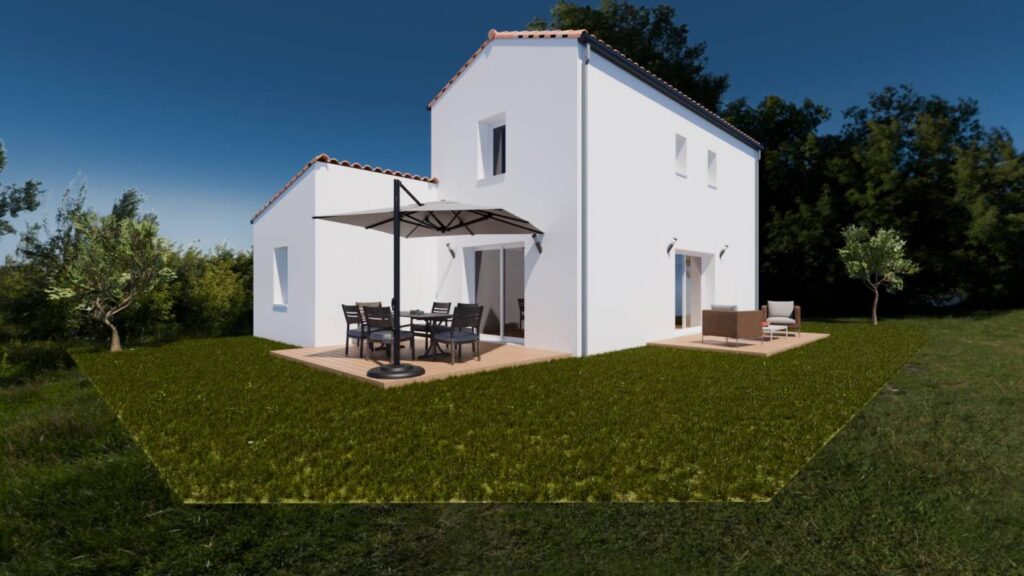 Constructeur de maison aux Moutiers-en-Retz - Maison neuve de 85 m² avec garage sur terrain de 263 m² aux Moutiers-en-Retz (44760)