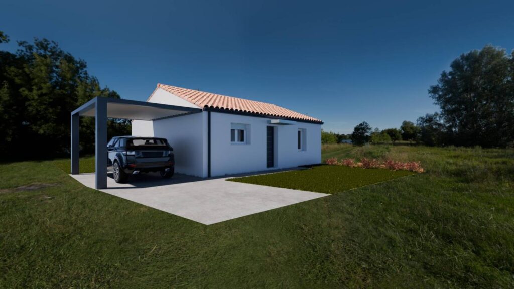 Constructeur de maison aux Moutiers-en-Retz - Maison 61 m² avec 2 chambres sur terrain de 263 m² aux Moutiers-en-Retz