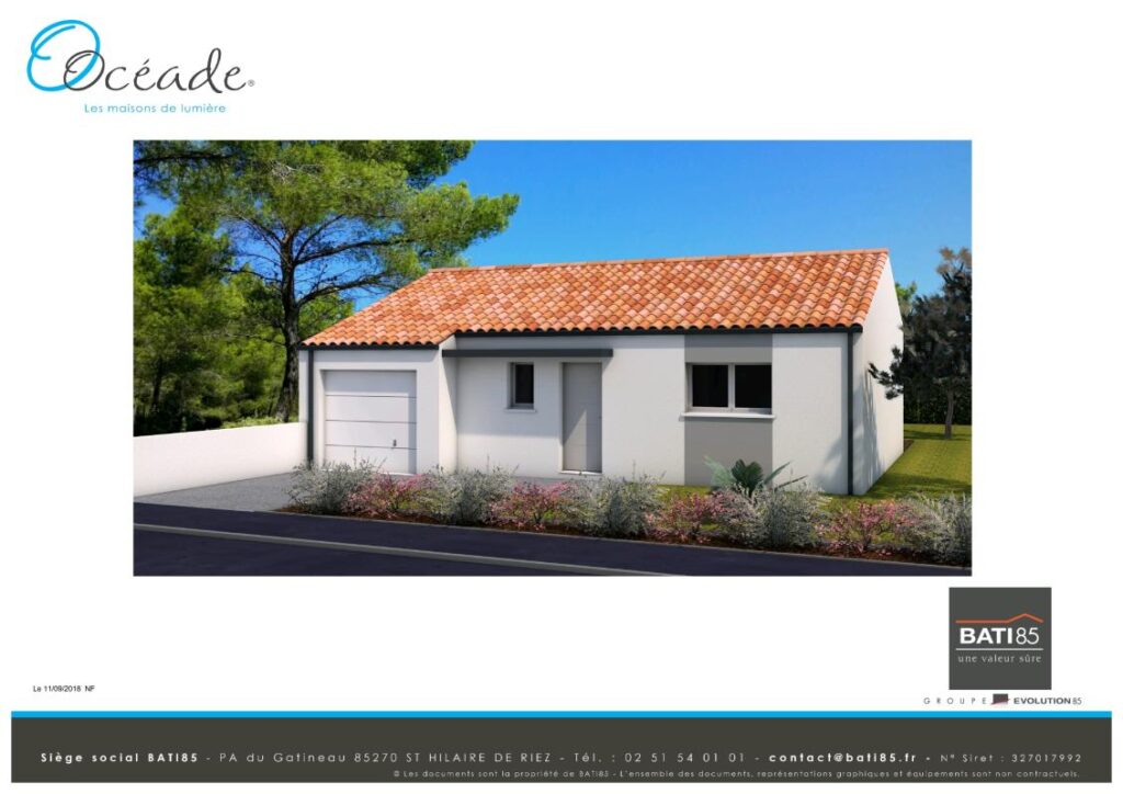 Constructeur de maison à Commequiers - Maison 2 chambres avec Garage sur un terrain de 306 m² à COMMEQUIERS