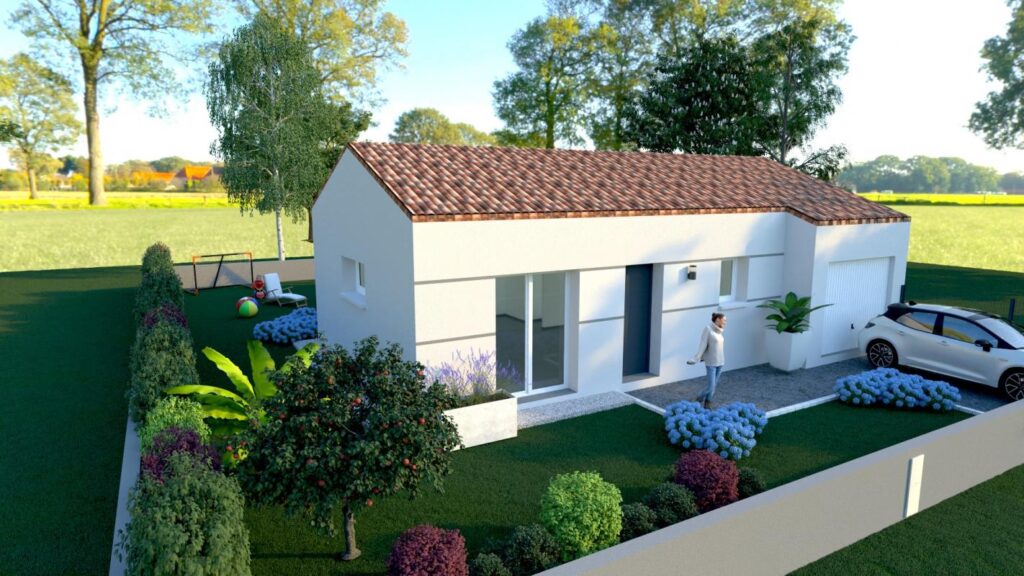 Constructeur de maison à Challans - Maison 2 chambres,cellier et Garage sur un terrain viabilisé à CHALLANS proche du centre ville