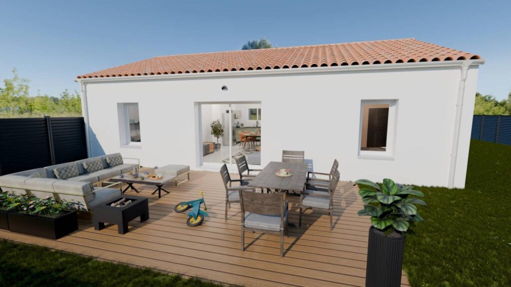 Constructeur de maison à Brem-sur-Mer - Maison plain-pied ModulO 3 Chs 74m² à Brem-sur-Mer, terrain + maison